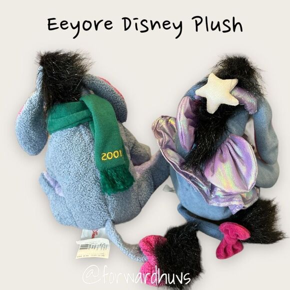 Charming Disney Eeyore Plush Beanie Babies - Whimsical Duo - Picture 4 of 9